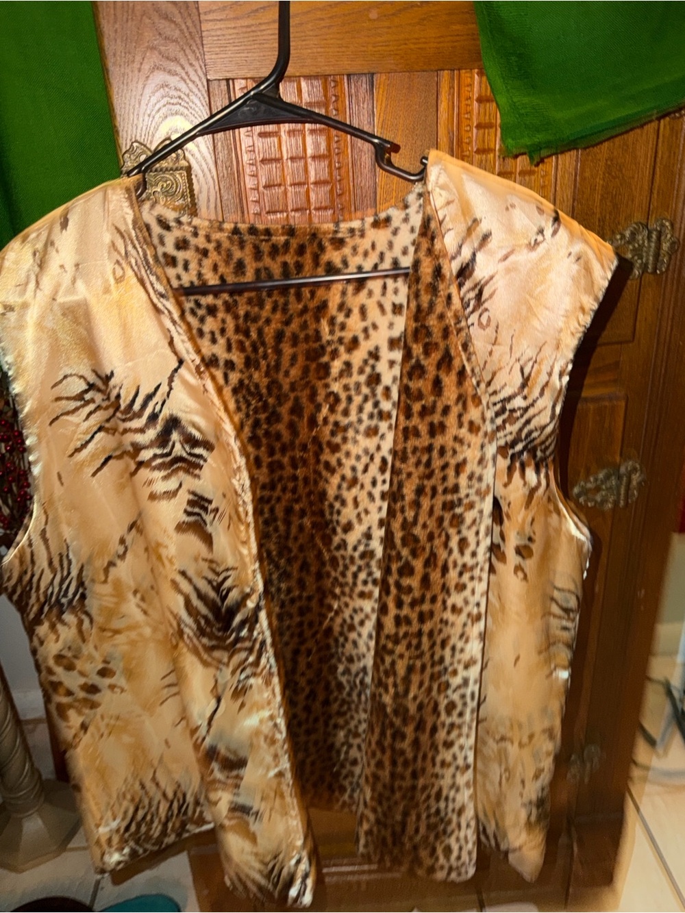 Leopard Print Faux Fur Lined Women's Vest Reversible NWOT